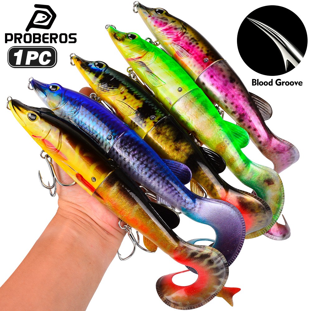 Fishing Lure Popper - PROBEROS 1PC 2-Segment Jointed Swimbait Curly