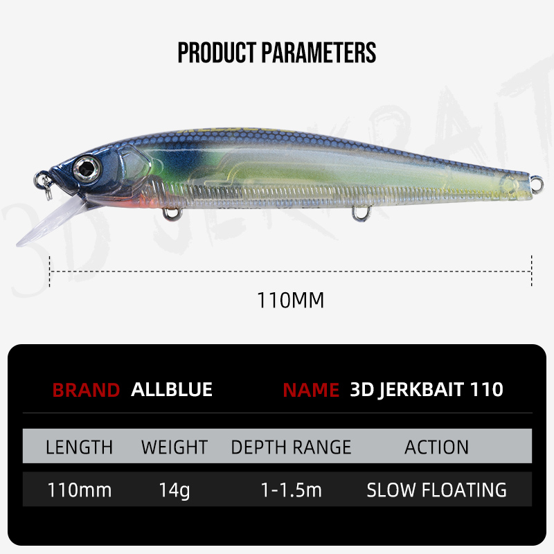 ALLBLUE 3D Jerkbait Wobbler Fi - Fishing Lure Jerkbait ulasan dan harga