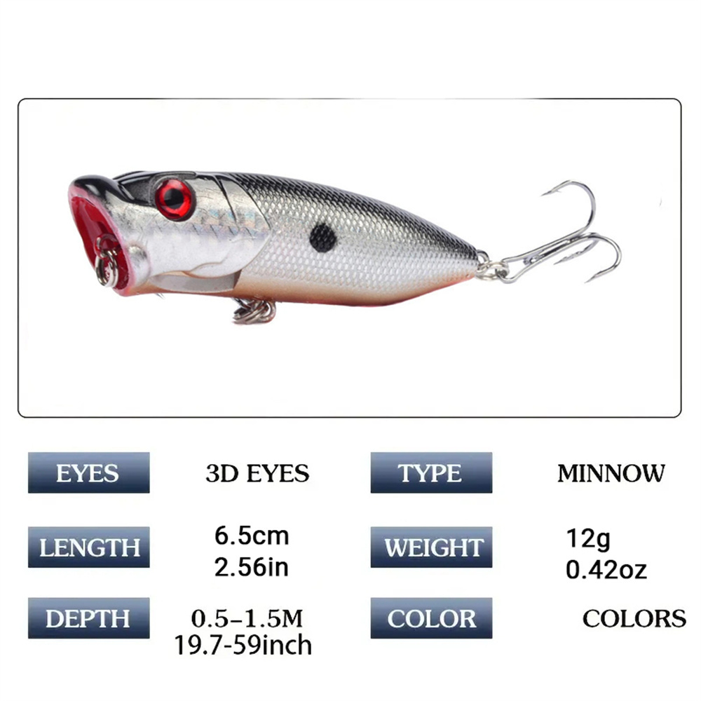 5Pcs Popper Fishing Lures 3d E - Fishing Lure Topwater ulasan dan harga