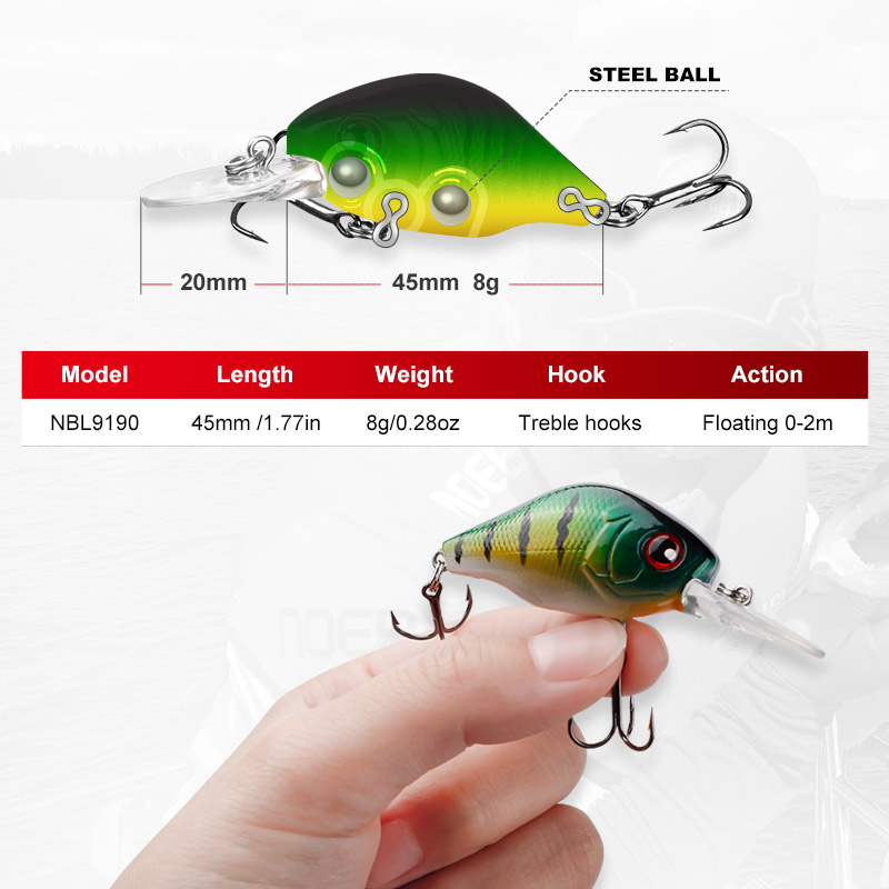 NOEBY 45mm 8g Crankbaits Fishi - Fishing Lure Topwater ulasan dan harga